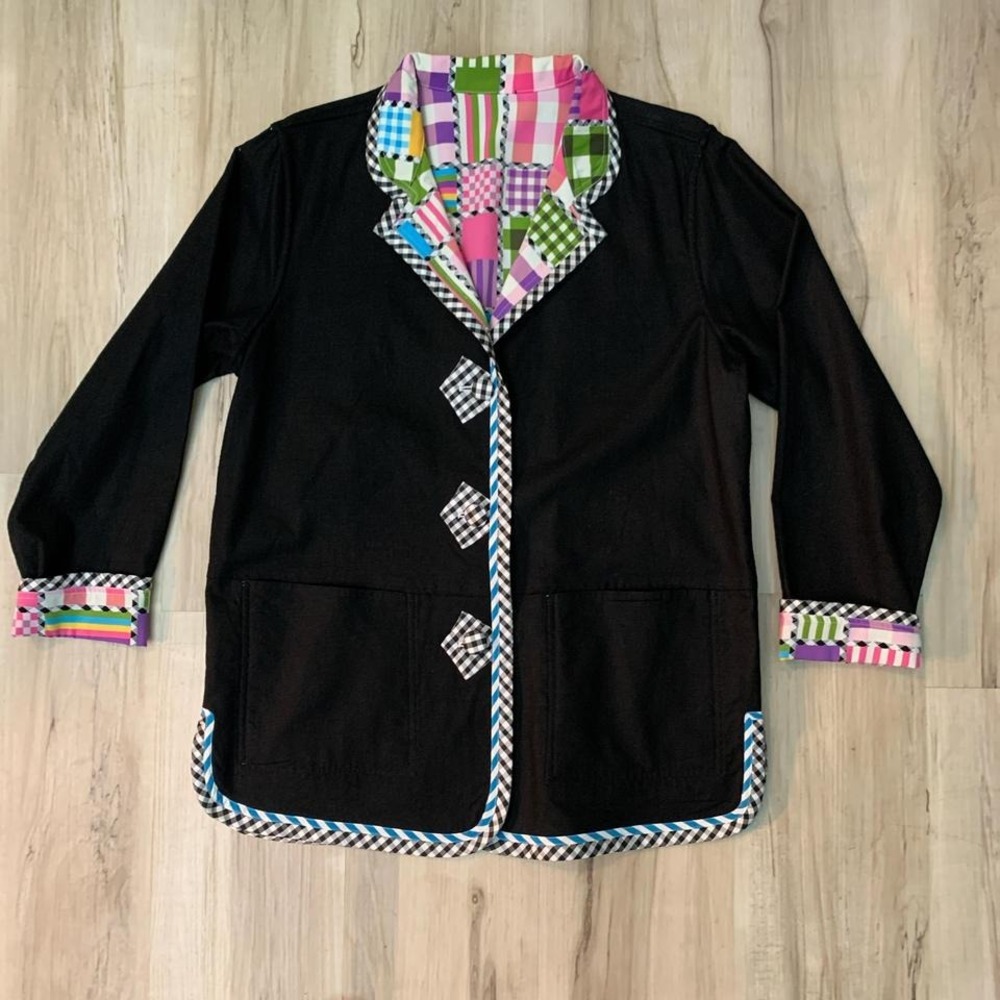 Retro 1980s reversible plaid‎ button up jacket Koos of Course sz Small